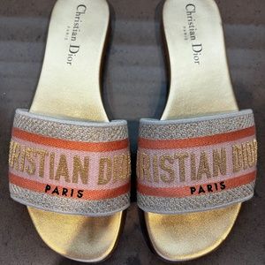 Christian Dior Dway Sandal Slides Gold 36 6
